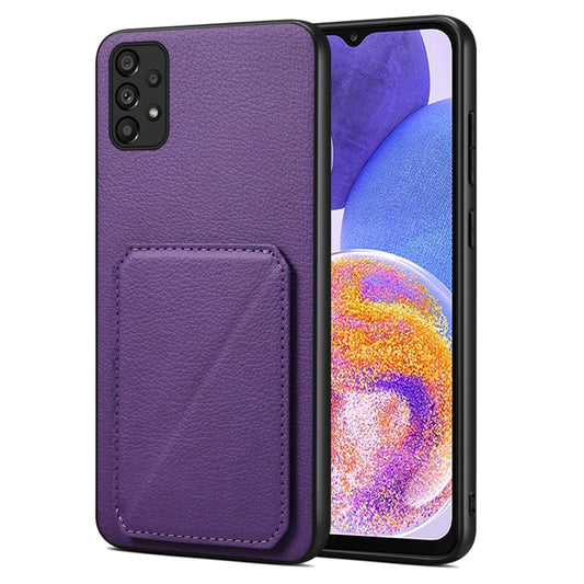 For Samsung Galaxy A23 5G / 4G Denior Imitation Calf Leather Back Phone Case with Holder(Purple) - Galaxy Phone Cases by Denior | Online Shopping UK | buy2fix