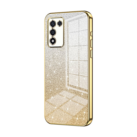For OPPO K9s / K10 Energy Gradient Glitter Powder Electroplated Phone Case(Gold) - OPPO Cases by buy2fix | Online Shopping UK | buy2fix