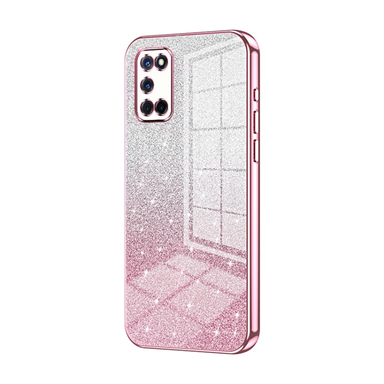 For OPPO A52 / A72 / A92 Gradient Glitter Powder Electroplated Phone Case(Pink) - OPPO Cases by buy2fix | Online Shopping UK | buy2fix