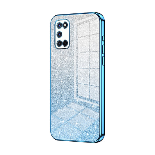 For OPPO A52 / A72 / A92 Gradient Glitter Powder Electroplated Phone Case(Blue) - OPPO Cases by buy2fix | Online Shopping UK | buy2fix