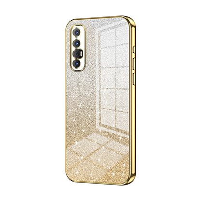For OPPO Reno3 Pro Gradient Glitter Powder Electroplated Phone Case(Gold) - OPPO Cases by buy2fix | Online Shopping UK | buy2fix