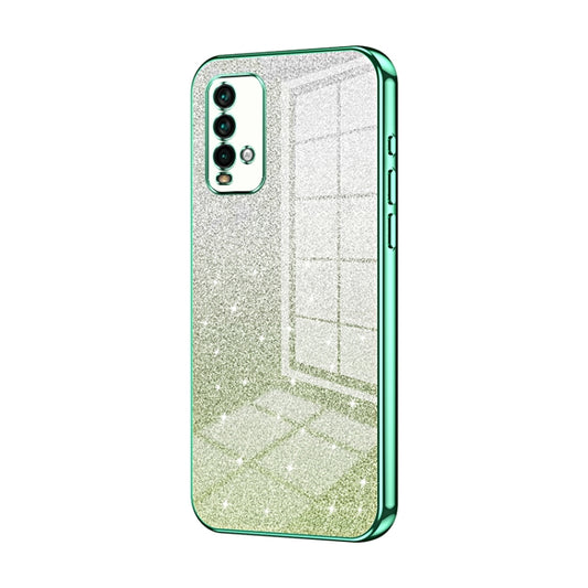 For Xiaomi Redmi Note 9 4G Gradient Glitter Powder Electroplated Phone Case(Green) - Xiaomi Cases by buy2fix | Online Shopping UK | buy2fix