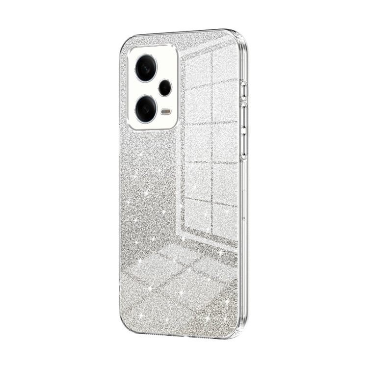 For Xiaomi Redmi Note 12 Pro 5G Gradient Glitter Powder Electroplated Phone Case(Transparent) - Xiaomi Cases by buy2fix | Online Shopping UK | buy2fix