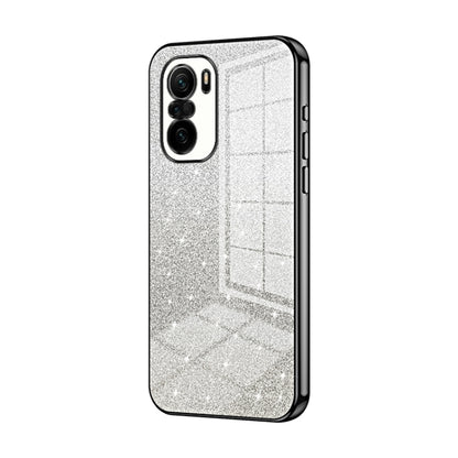 For Xiaomi Redmi K40 / K40 Pro / K40 Pro+ Gradient Glitter Powder Electroplated Phone Case(Black) - Xiaomi Cases by buy2fix | Online Shopping UK | buy2fix