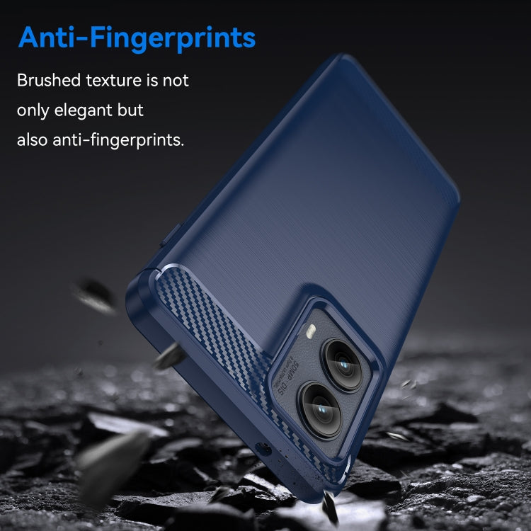 For Motorola Edge 2024 Brushed Texture Carbon Fiber TPU Phone Case(Blue) - Motorola Cases by buy2fix | Online Shopping UK | buy2fix