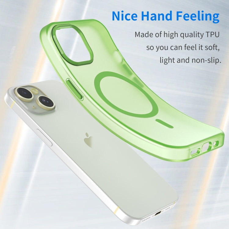 For iPhone 15 MagSafe Frosted Translucent TPU + PC Full Coverage Phone Case(Green) - iPhone 15 Cases by buy2fix | Online Shopping UK | buy2fix