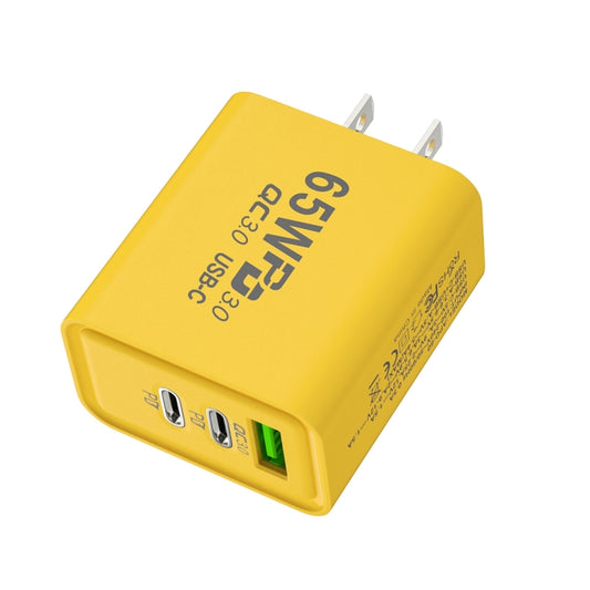 65W Gallium Nitride USB + Type-C Fast Charging Charger, Plug Type:US Plug(Yellow) - USB Charger by buy2fix | Online Shopping UK | buy2fix