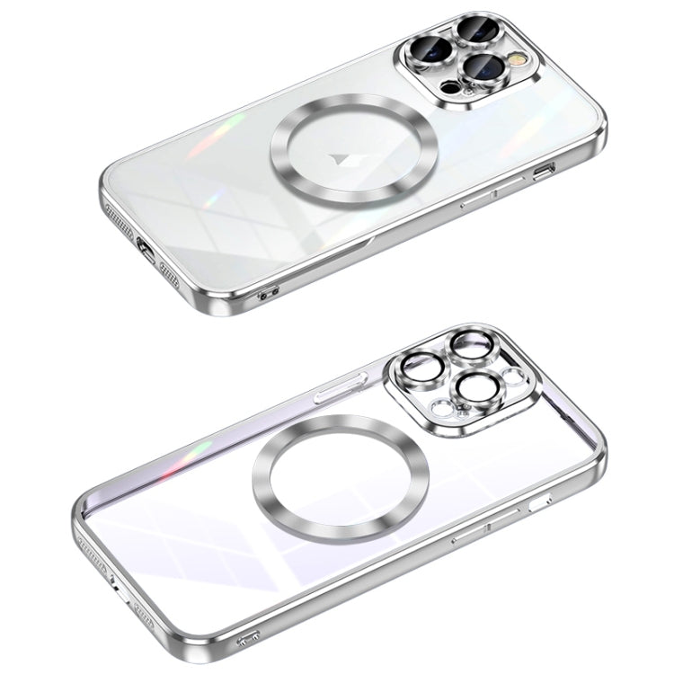 For iPhone 13 Pro MagSafe CD Texture Metal Lens Frame Full Coverage Phone Case(Silver) - iPhone 13 Pro Cases by buy2fix | Online Shopping UK | buy2fix