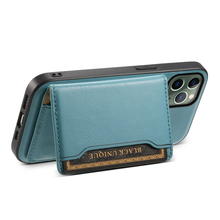 For iPhone 11 Pro Denior Cowhide Texture Leather MagSafe Detachable Wallet Phone Case(Blue) - iPhone 11 Pro Cases by Denior | Online Shopping UK | buy2fix