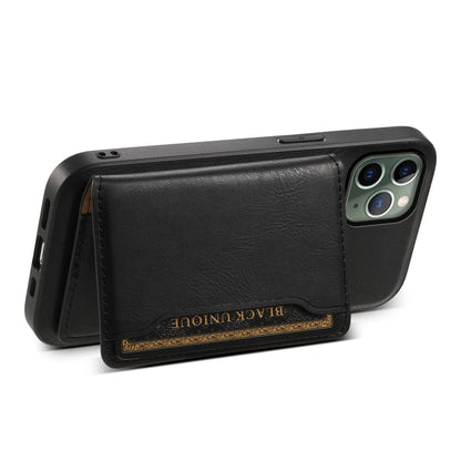 For iPhone 11 Pro Denior Cowhide Texture Leather MagSafe Detachable Wallet Phone Case(Black) - iPhone 11 Pro Cases by Denior | Online Shopping UK | buy2fix