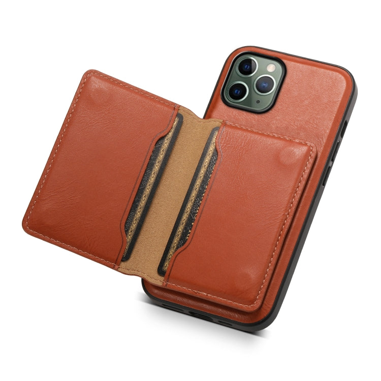 For iPhone 11 Pro Denior Cowhide Texture Leather MagSafe Detachable Wallet Phone Case(Brown) - iPhone 11 Pro Cases by Denior | Online Shopping UK | buy2fix