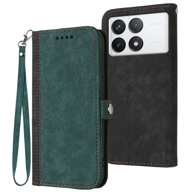 For Xiaomi Redmi K70 Side Buckle Double Fold Hand Strap Leather Phone Case(Dark Green) - K70 Cases by buy2fix | Online Shopping UK | buy2fix