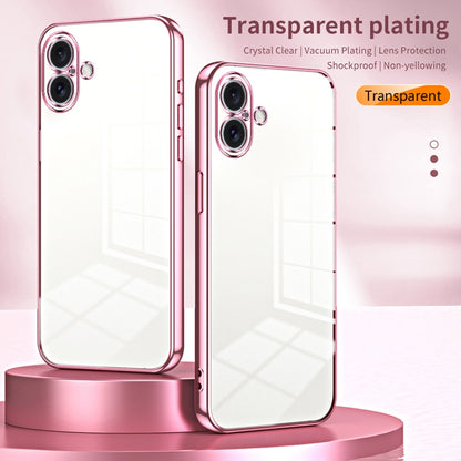 For iPhone 16 Plus Transparent Plating Fine Hole Phone Case(Purple) - iPhone 16 Plus Cases by buy2fix | Online Shopping UK | buy2fix