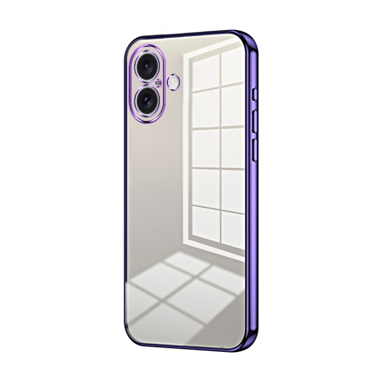 For iPhone 16 Transparent Plating Fine Hole Phone Case(Purple) - iPhone 16 Cases by buy2fix | Online Shopping UK | buy2fix