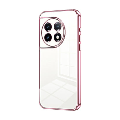 For OnePlus 11 Transparent Plating Fine Hole Phone Case(Pink) - OnePlus Cases by buy2fix | Online Shopping UK | buy2fix