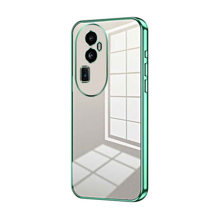 For OPPO Reno10 Pro+ Transparent Plating Fine Hole Phone Case(Green) - OPPO Cases by buy2fix | Online Shopping UK | buy2fix