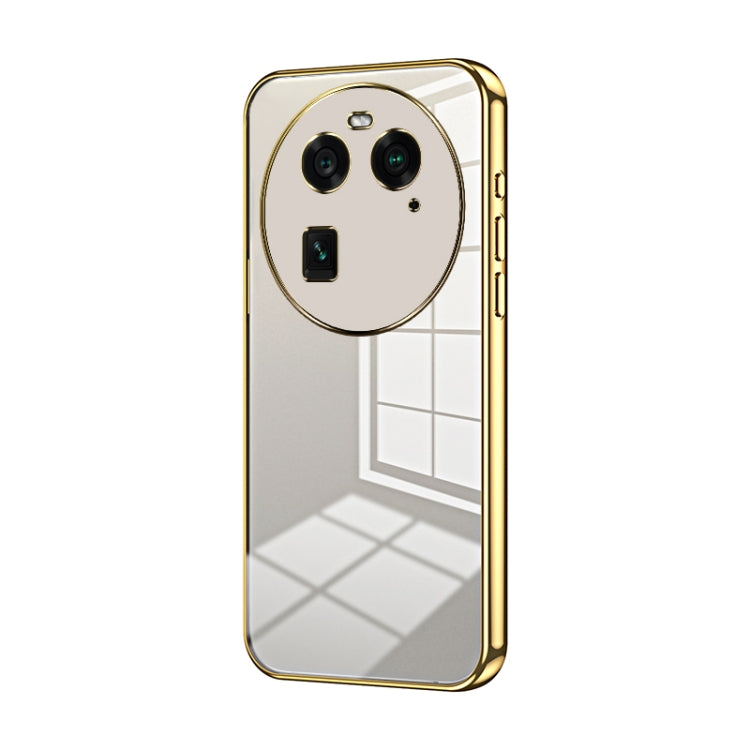 For OPPO Find X6 Transparent Plating Fine Hole Phone Case(Gold) - OPPO Cases by buy2fix | Online Shopping UK | buy2fix