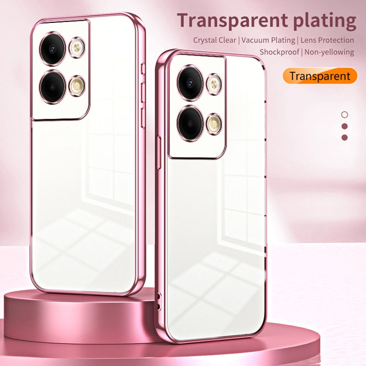 For OPPO Reno9 / Reno9 Pro Transparent Plating Fine Hole Phone Case(Pink) - OPPO Cases by buy2fix | Online Shopping UK | buy2fix