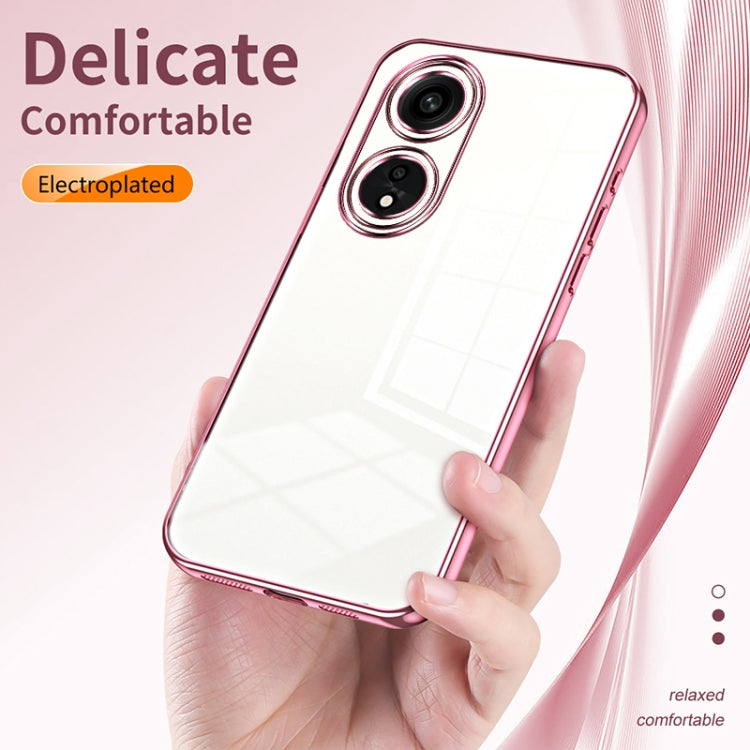 For OPPO A1 Pro Transparent Plating Fine Hole Phone Case(Pink) - OPPO Cases by buy2fix | Online Shopping UK | buy2fix