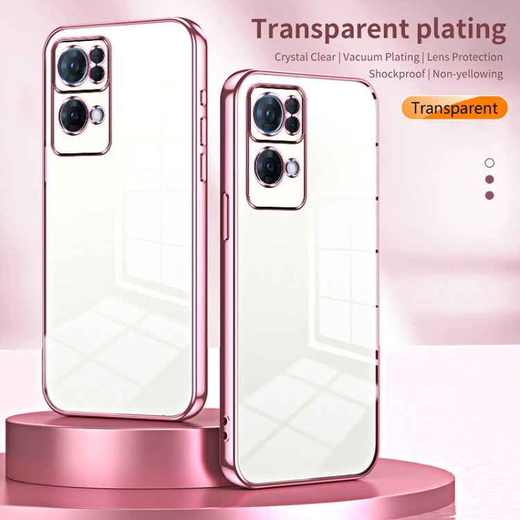 For OPPO Reno7 Pro Transparent Plating Fine Hole Phone Case(Transparent) - OPPO Cases by buy2fix | Online Shopping UK | buy2fix