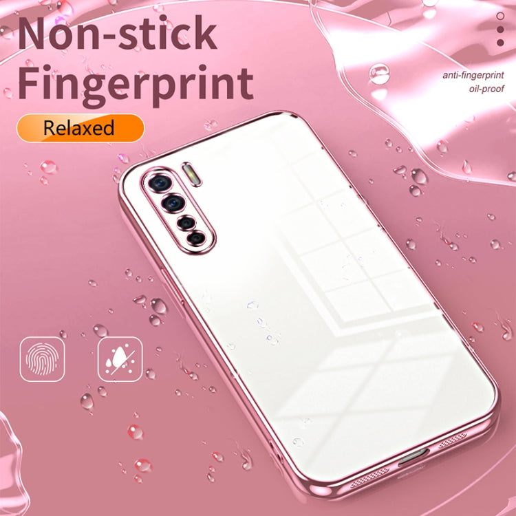 For OPPO Reno3 4G / F15 / A91 Transparent Plating Fine Hole Phone Case(Transparent) - OPPO Cases by buy2fix | Online Shopping UK | buy2fix