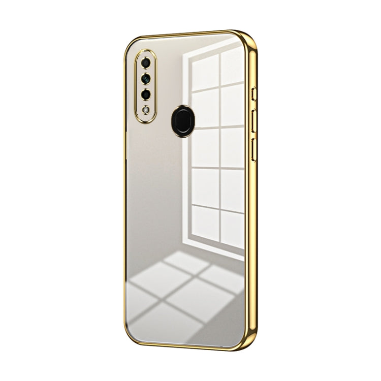 For OPPO A8 / A31 2020 Transparent Plating Fine Hole Phone Case(Gold) - OPPO Cases by buy2fix | Online Shopping UK | buy2fix