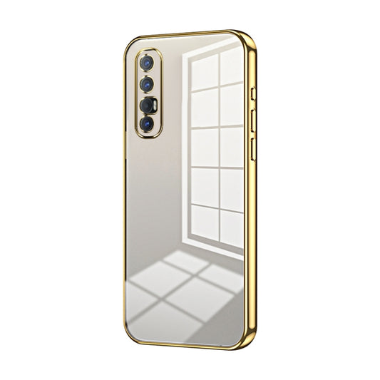 For OPPO Reno3 Pro Transparent Plating Fine Hole Phone Case(Gold) - OPPO Cases by buy2fix | Online Shopping UK | buy2fix