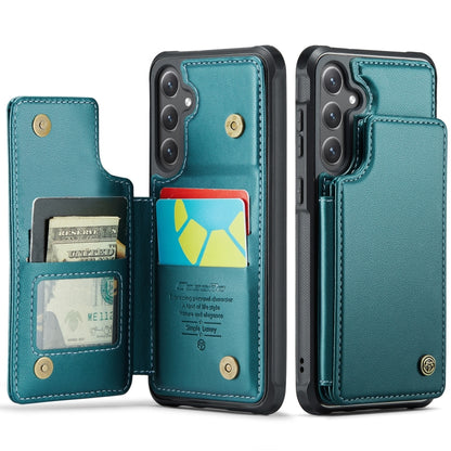 For Samsung Galaxy S24 5G CaseMe C22 PC+TPU Business Style RFID Anti-theft Leather Phone Case(Blue Green) - Galaxy S24 5G Cases by CaseMe | Online Shopping UK | buy2fix