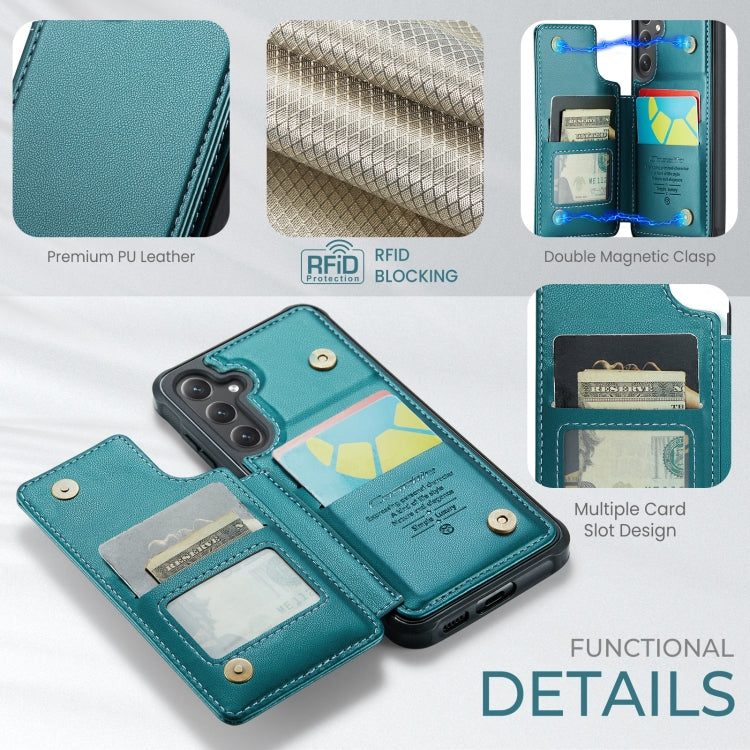 For Samsung Galaxy S24 5G CaseMe C22 PC+TPU Business Style RFID Anti-theft Leather Phone Case(Blue Green) - Galaxy S24 5G Cases by CaseMe | Online Shopping UK | buy2fix