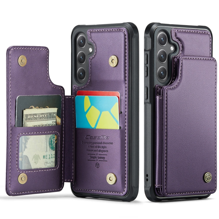 For Samsung Galaxy S24 5G CaseMe C22 PC+TPU Business Style RFID Anti-theft Leather Phone Case(Purple) - Galaxy S24 5G Cases by CaseMe | Online Shopping UK | buy2fix