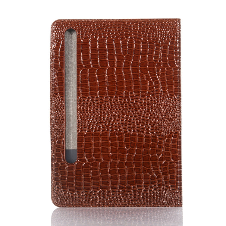 For Samsung Galaxy Tab S9 FE Crocodile Texture Leather Tablet Case(Brown) - Galaxy Tab S9 FE by buy2fix | Online Shopping UK | buy2fix