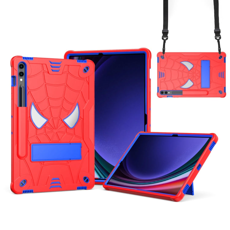 For Samsung Galaxy Tab S9 FE+ / S9+ Fold-Holder Spider Silicone Hybrid PC Tablet Case(Red Blue) - Galaxy Tab S9+ Cases by buy2fix | Online Shopping UK | buy2fix