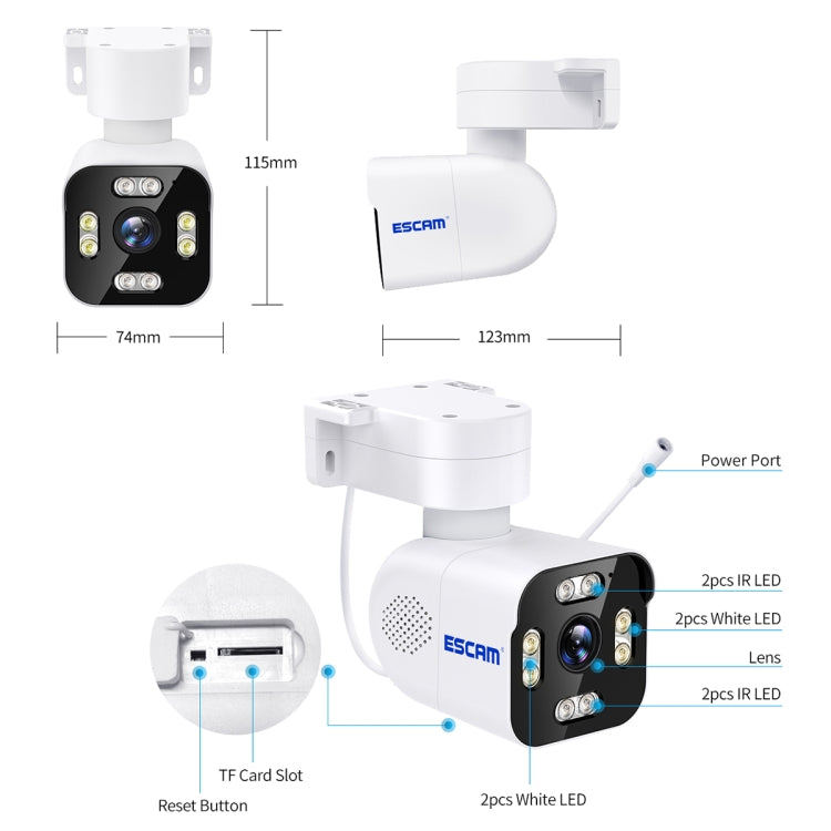 ESCAM PT303 3MP HD Motion Detection APP Control Pan & Tilt WiFi IP Camera(US Plug) - Bullet Camera by ESCAM | Online Shopping UK | buy2fix