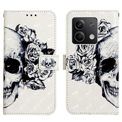 For Xiaomi Redmi Note 13 5G Global 3D Painting Horizontal Flip Leather Phone Case(Skull) - Note 13 Cases by buy2fix | Online Shopping UK | buy2fix