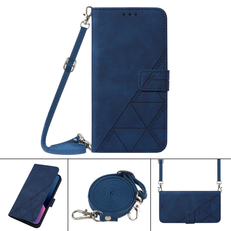 For Motorola Moto G Power 5G 2024 Crossbody 3D Embossed Flip Leather Phone Case(Blue) - Motorola Cases by buy2fix | Online Shopping UK | buy2fix