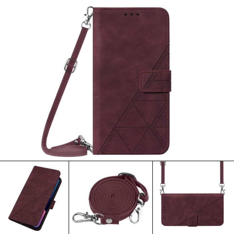 For Motorola Moto G Power 5G 2024 Crossbody 3D Embossed Flip Leather Phone Case(Wine Red) - Motorola Cases by buy2fix | Online Shopping UK | buy2fix