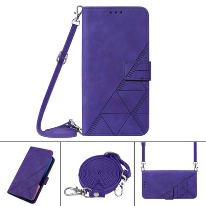 For Samsung Galaxy S24 Ultra 5G Crossbody 3D Embossed Flip Leather Phone Case(Purple) - Galaxy S24 Ultra 5G Cases by buy2fix | Online Shopping UK | buy2fix