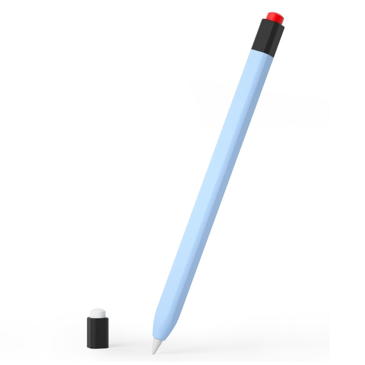 For Apple Pencil 1 Retro Pencil Style Liquid Silicone Stylus Case(Blue) - Pencil Accessories by buy2fix | Online Shopping UK | buy2fix