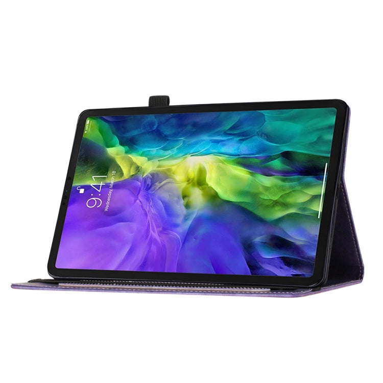 For iPad Pro 12.9 2022 / Air 13 2024 Butterfly Cat Embossing Leather Tablet Case(Purple) - iPad Pro 12.9 (2022/2021) Cases by buy2fix | Online Shopping UK | buy2fix