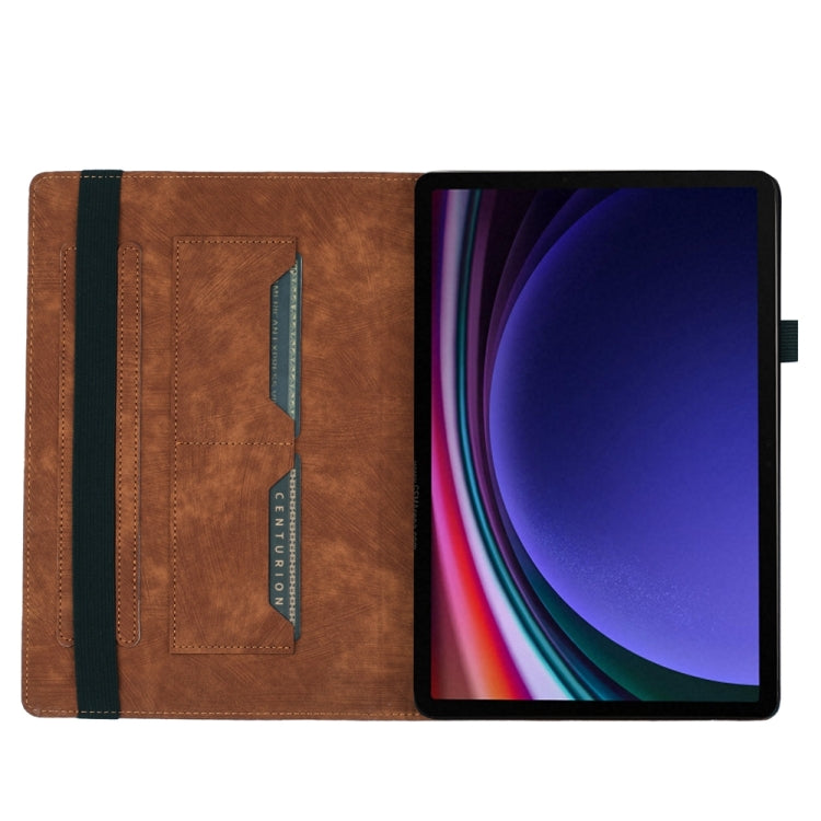 For Samsung Galaxy Tab S9 FE+ / S9+ / S8+ Butterfly Cat Embossing Leather Tablet Case(Brown) - Galaxy Tab S9+ Cases by buy2fix | Online Shopping UK | buy2fix