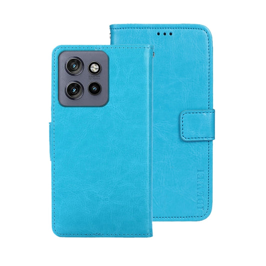 For Motorola Edge 50 Neo idewei Crazy Horse Texture Leather Phone Case(Blue) - Motorola Cases by idewei | Online Shopping UK | buy2fix