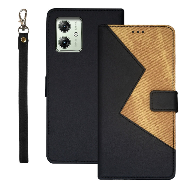 For Motorola Moto G54 5G EU Version idewei Two-color Splicing Leather Phone Case(Black) - Motorola Cases by idewei | Online Shopping UK | buy2fix