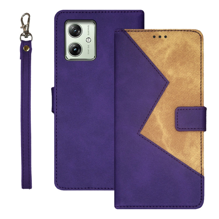 For Motorola Moto G54 5G EU Version idewei Two-color Splicing Leather Phone Case(Purple) - Motorola Cases by idewei | Online Shopping UK | buy2fix