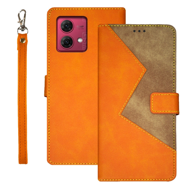 For Motorola Moto G84 5G idewei Two-color Splicing Leather Phone Case(Orange) - Motorola Cases by idewei | Online Shopping UK | buy2fix