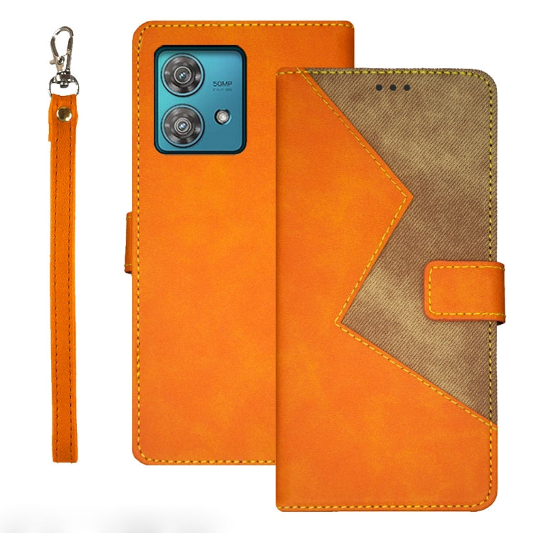 For Motorola Edge 40 Neo idewei Two-color Splicing Leather Phone Case(Orange) - Motorola Cases by idewei | Online Shopping UK | buy2fix