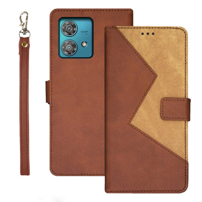 For Motorola Edge 40 Neo idewei Two-color Splicing Leather Phone Case(Brown) - Motorola Cases by idewei | Online Shopping UK | buy2fix