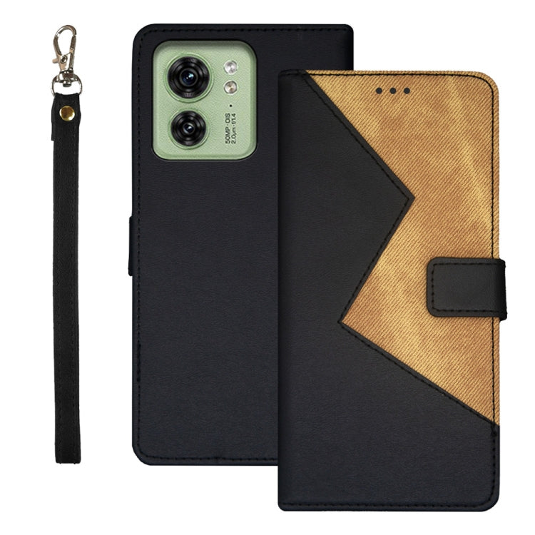 For Motorola Edge 40 5G idewei Two-color Splicing Leather Phone Case(Black) - Motorola Cases by idewei | Online Shopping UK | buy2fix