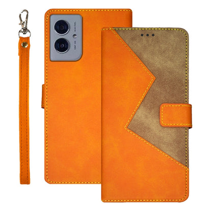 For Motorola Moto G55 5G idewei Two-color Splicing Leather Phone Case(Orange) - Motorola Cases by idewei | Online Shopping UK | buy2fix