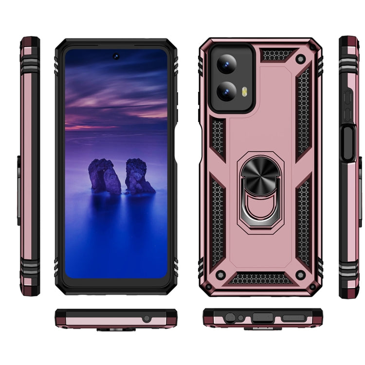 For Motorola Moto G Play 5G 2024 Shockproof TPU + PC Phone Case with Holder(Rose Gold) - Motorola Cases by buy2fix | Online Shopping UK | buy2fix