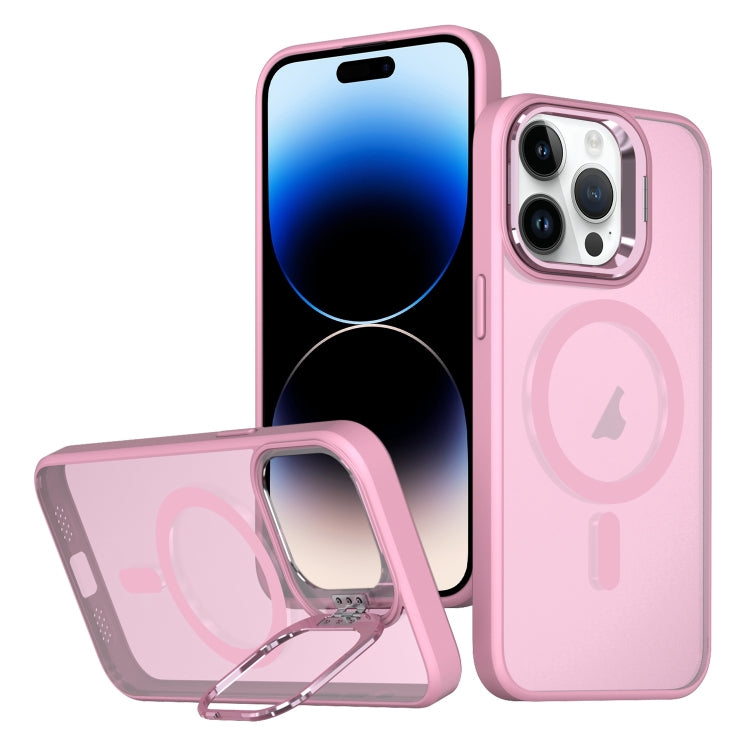 For iPhone 14 Pro Metal Invisible Camera Holder MagSafe Magnetic Phone Case(Pink) - iPhone 14 Pro Cases by buy2fix | Online Shopping UK | buy2fix